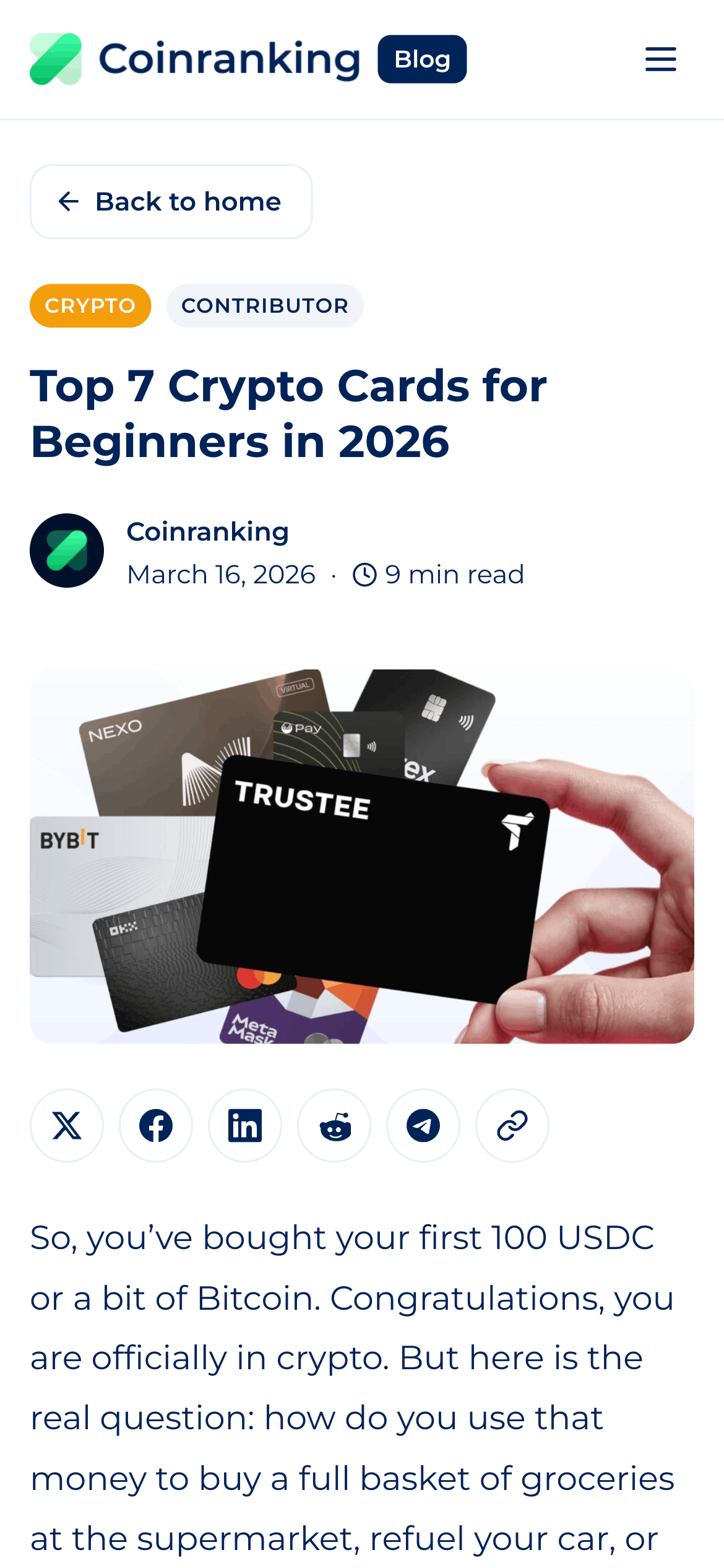 Example of a Featured Listicle on the Coinranking Blog