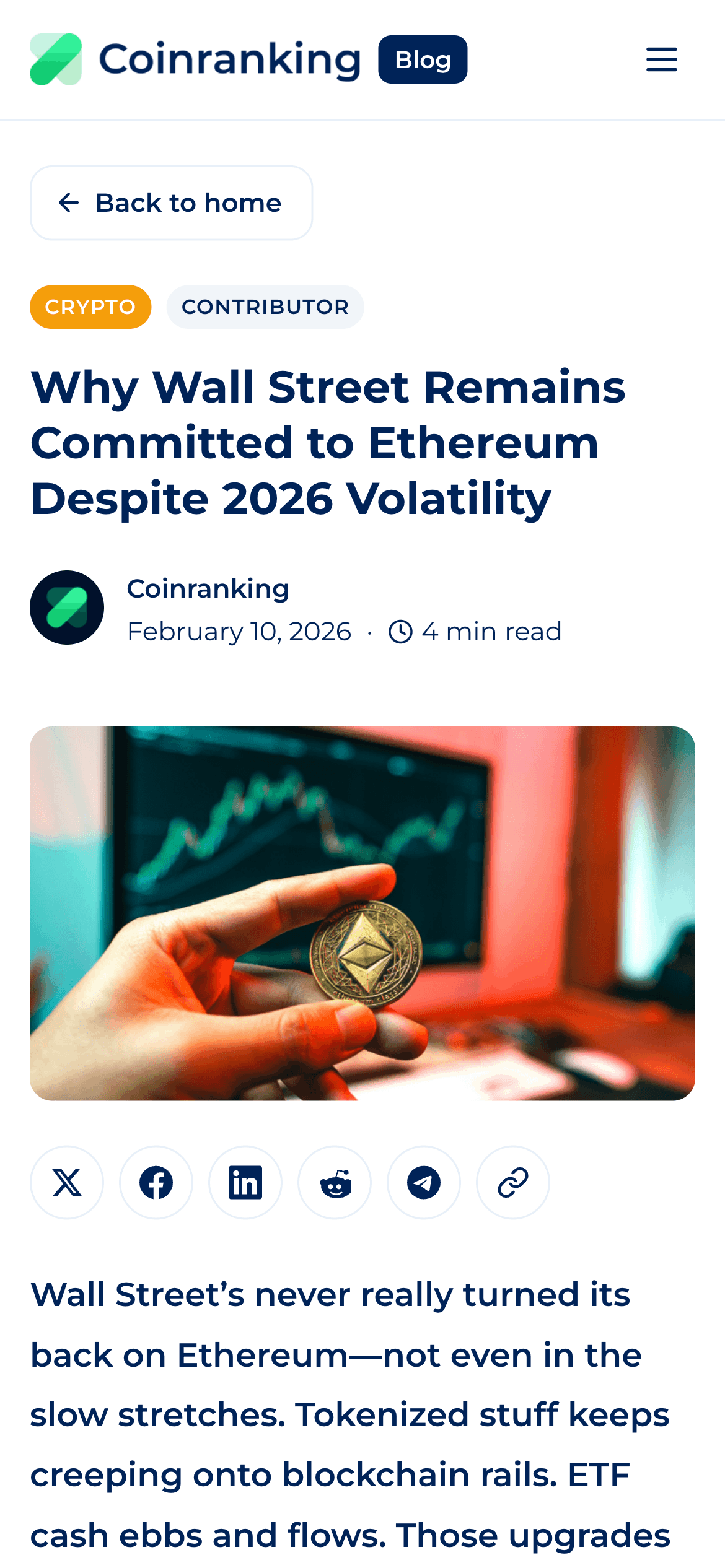 Example of a Organic Post on the Coinranking Blog