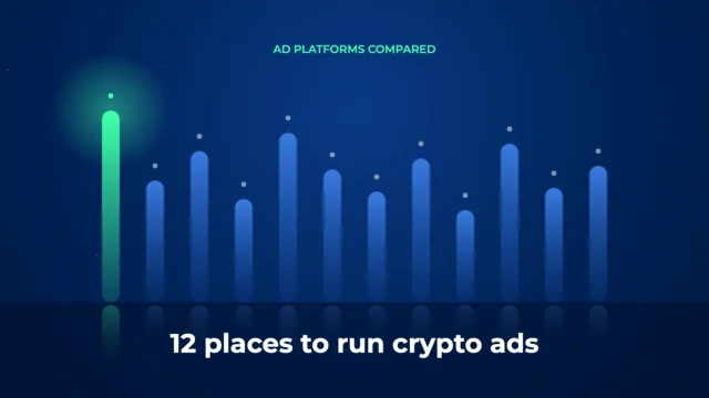 Twelve glowing columns of different heights on a dark blue field, the first one in bright green