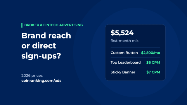 Crypto broker and fintech advertising, brand reach or direct sign-ups
