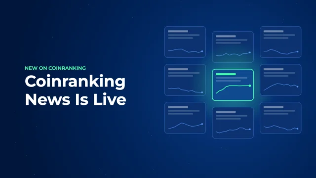 A dark blue grid of small news cards, each with a price line, and one card glowing bright green