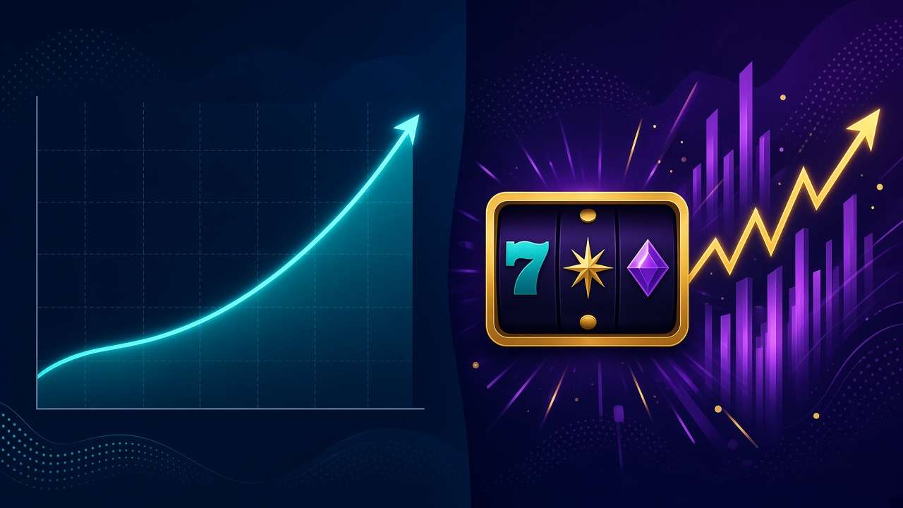 Crash game multiplier curve compared with a slot machine volatility chart