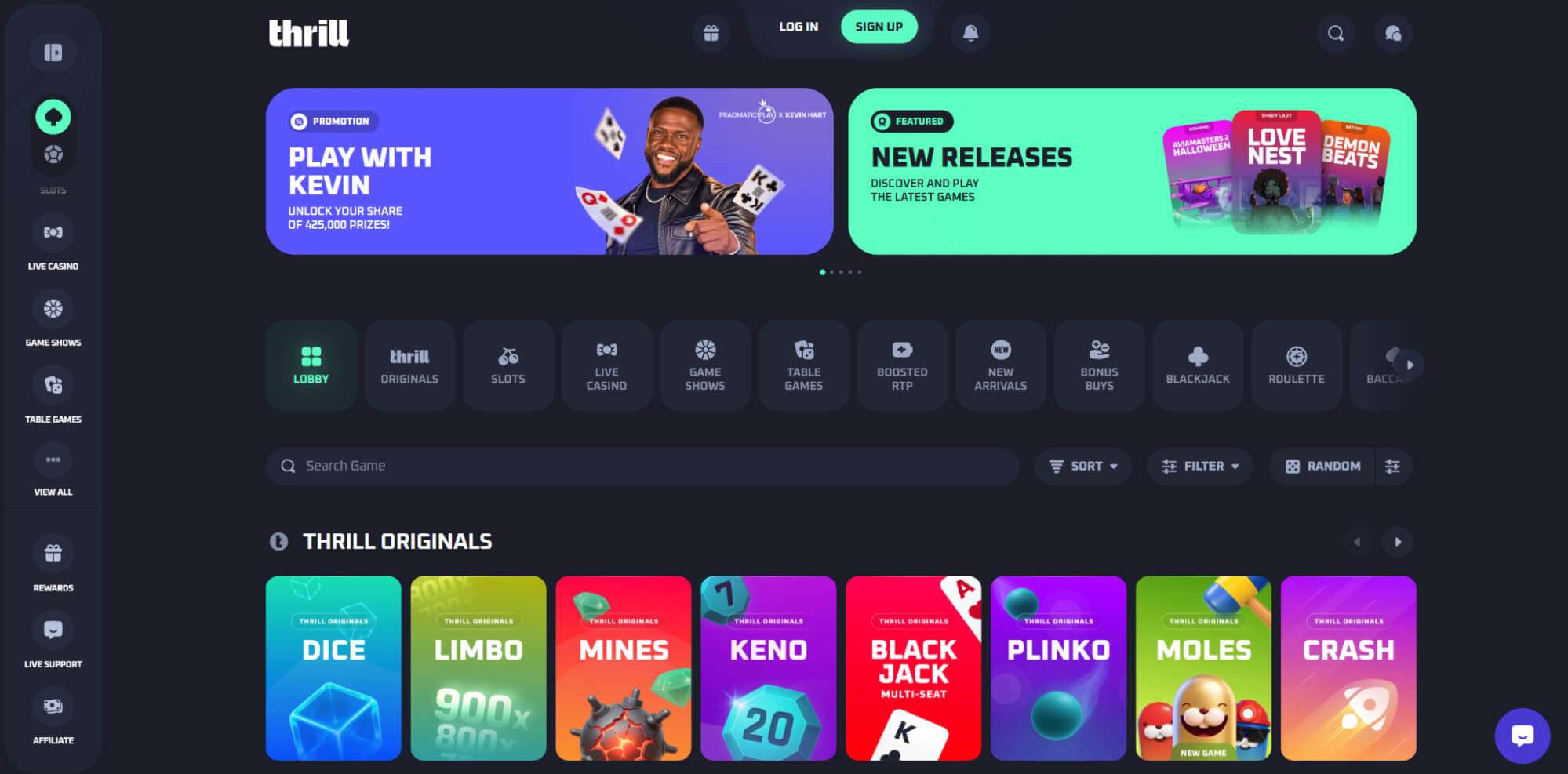 Thrill Casino Website