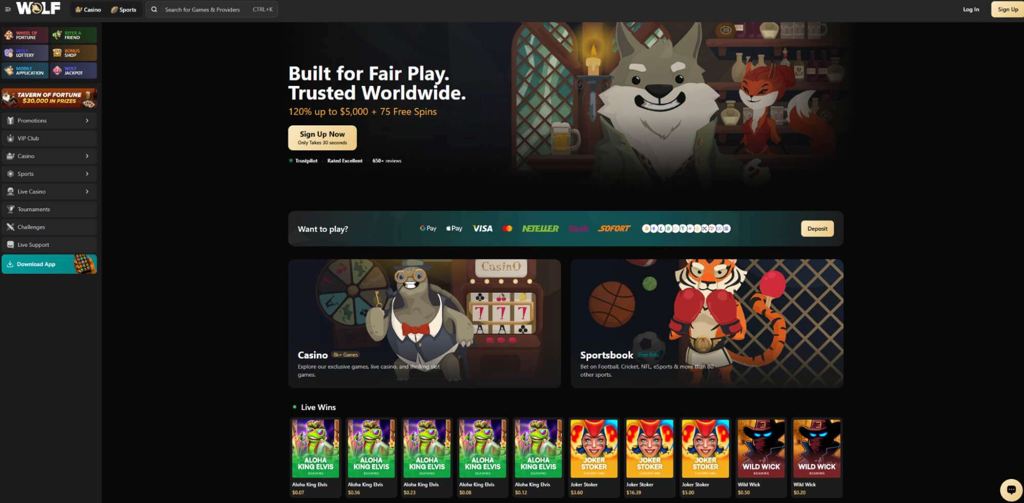 Wolf.io Casino Website