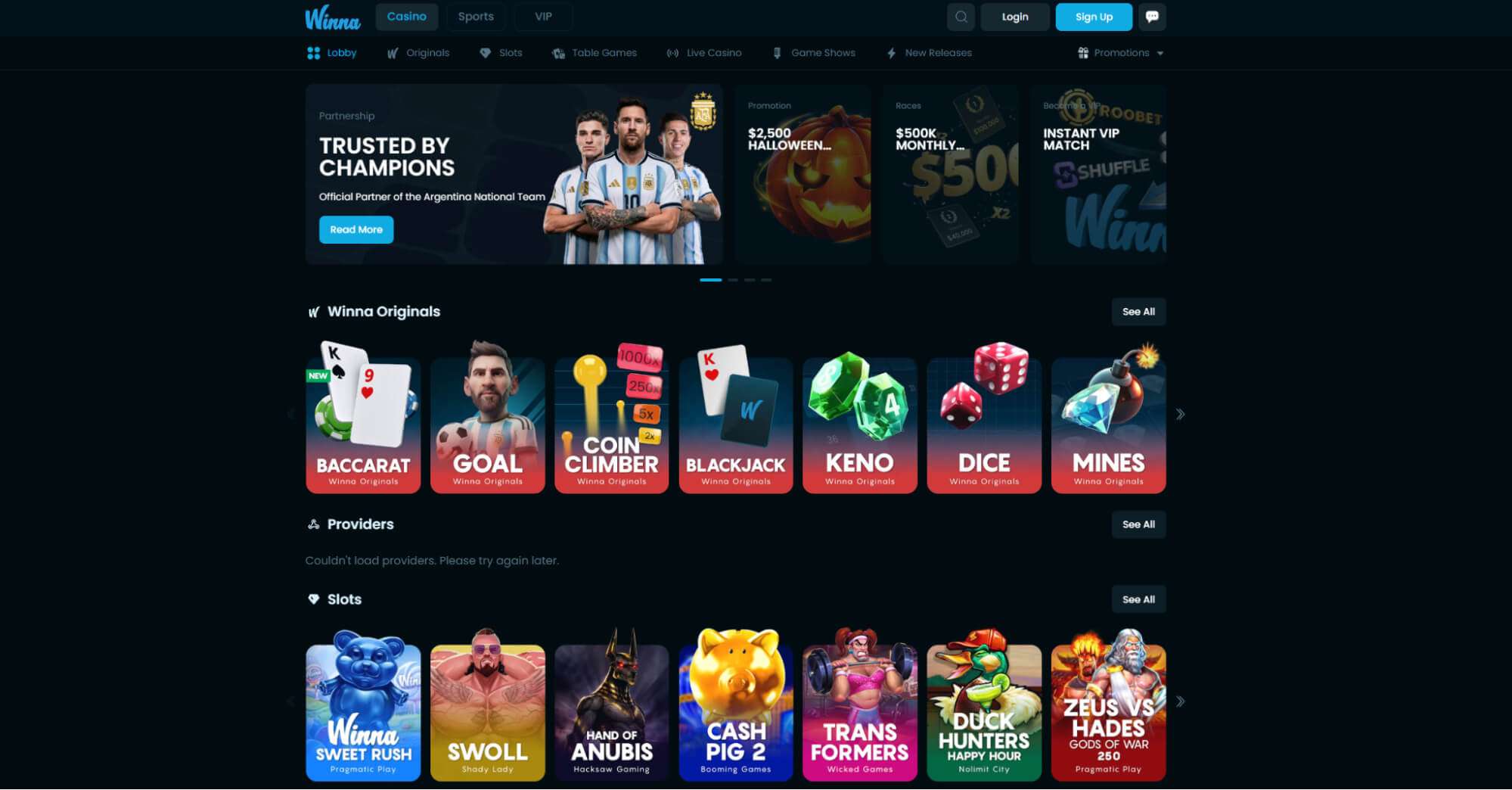 Winna Casino Website
