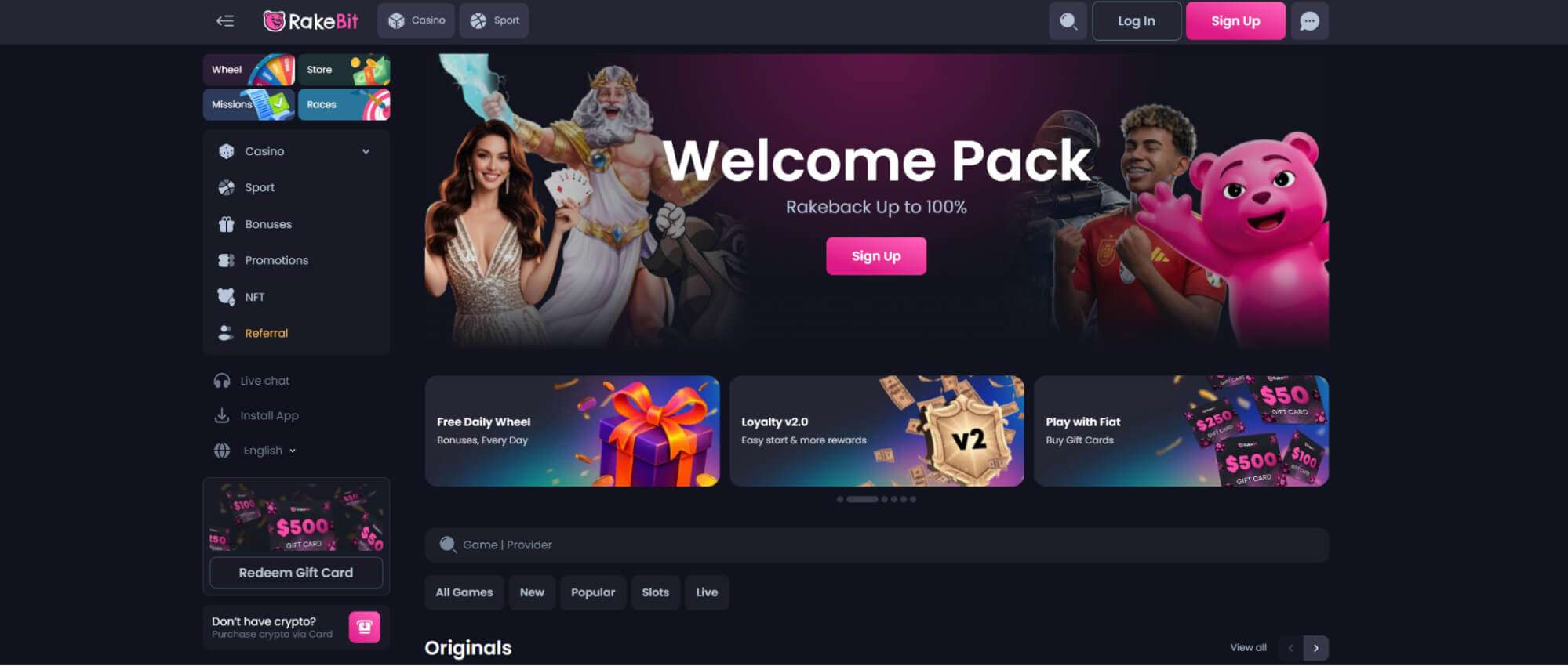 Rakebit Casino Website