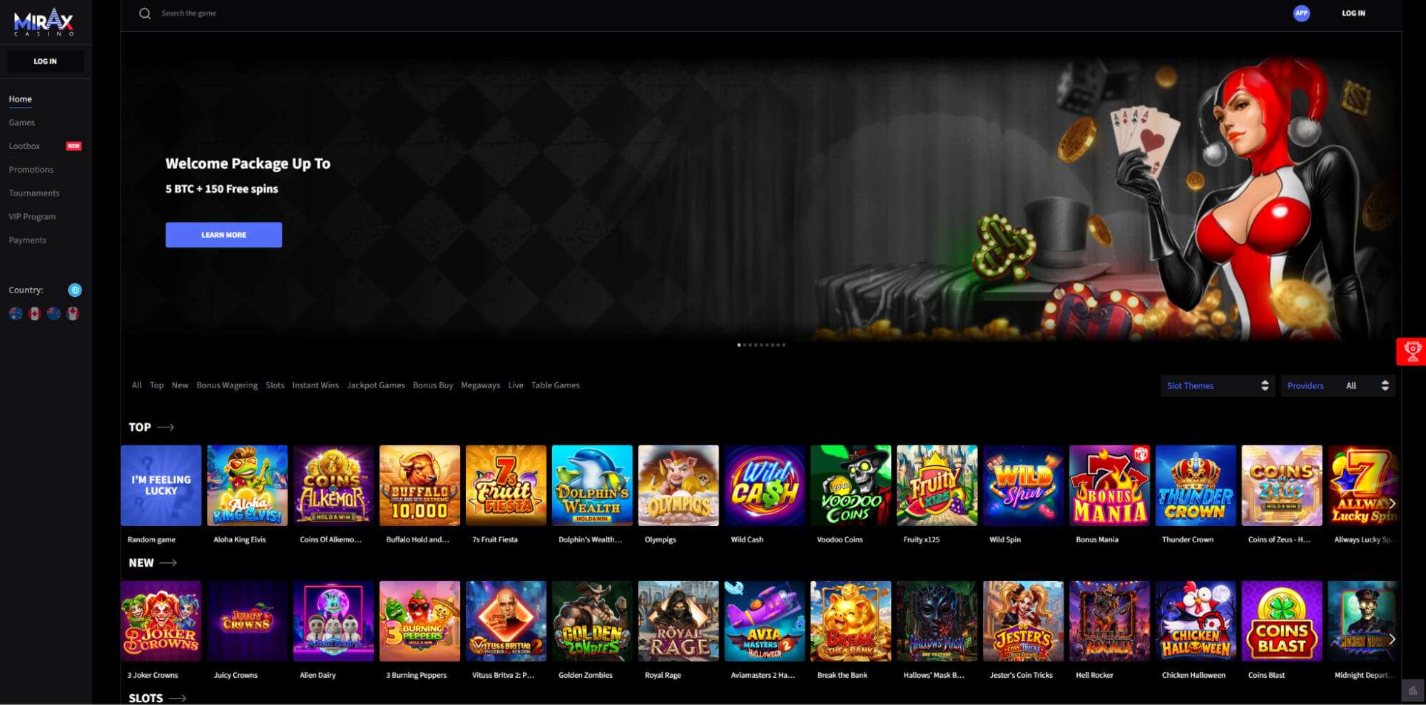 Mirax Casino Website