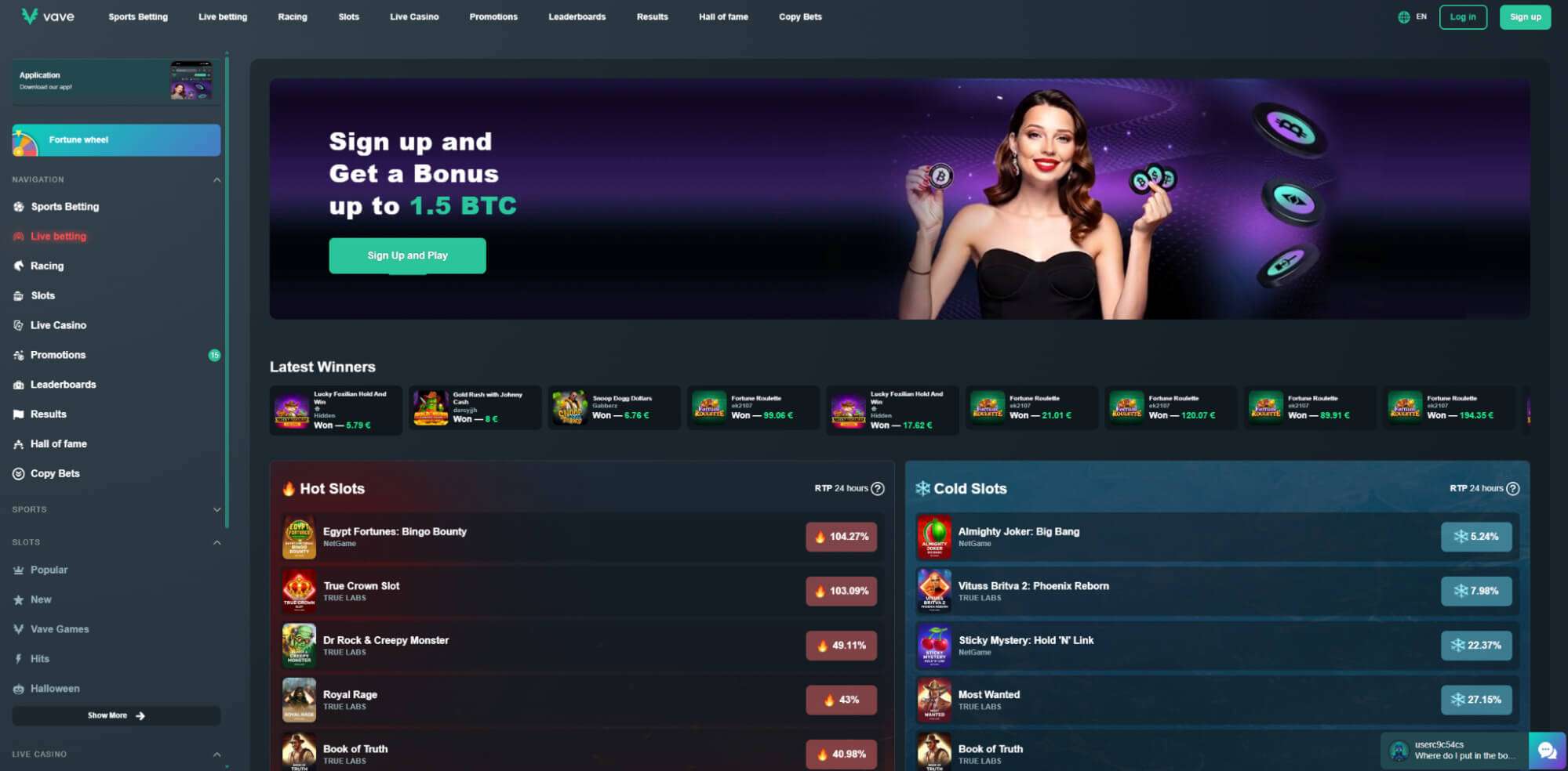 Vave Casino Website